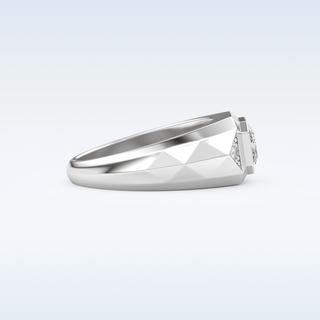Patterned Style Wedding Band with Moissanite
