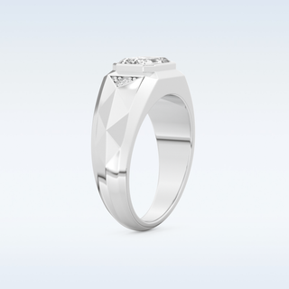 Patterned Style Wedding Band with Moissanite