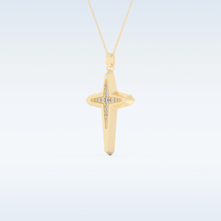 Beautiful Cross Design Moissanite Necklace – 0.193 CT Round Cut in 14K/18K Gold