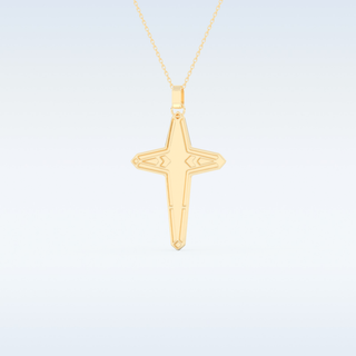 Beautiful Cross Design Moissanite Necklace – 0.193 CT Round Cut in 14K/18K Gold