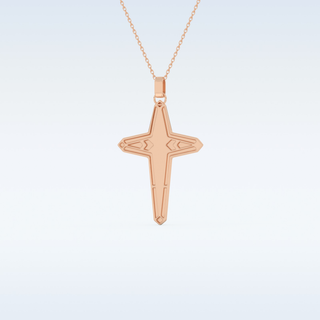 Beautiful Cross Design Moissanite Necklace – 0.193 CT Round Cut in 14K/18K Gold