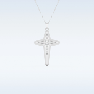 Beautiful Cross Design Moissanite Necklace – 0.193 CT Round Cut in 14K/18K Gold