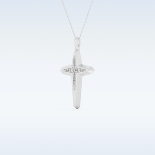 Beautiful Cross Design Moissanite Necklace – 0.193 CT Round Cut in 14K/18K Gold