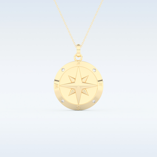 Compass Shaped Moissanite Necklace – 0.09 CT Round Cut in 14K/18K Gold