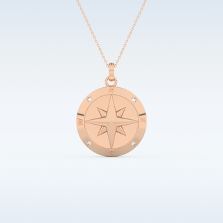 Compass Shaped Moissanite Necklace – 0.09 CT Round Cut in 14K/18K Gold