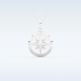 Compass Shaped Moissanite Necklace – 0.09 CT Round Cut in 14K/18K Gold