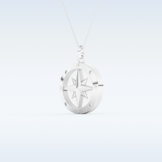 Compass Shaped Moissanite Necklace – 0.09 CT Round Cut in 14K/18K Gold