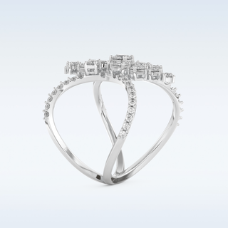 Multi Stones Style Wedding Band with 0.645 CT Round Cut Moissanite