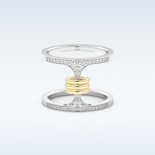 Multi Stones and Double Shank Style Wedding Band with 0.361 CT Round Cut Moissanite
