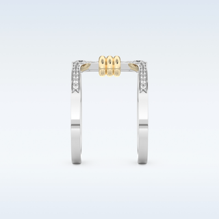 Multi Stones and Double Shank Style Wedding Band with 0.361 CT Round Cut Moissanite
