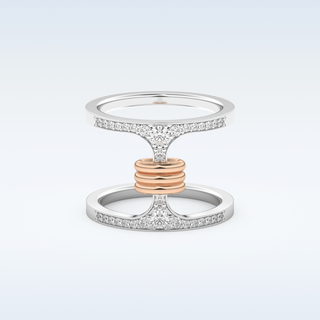 Multi Stones and Double Shank Style Wedding Band with 0.361 CT Round Cut Moissanite