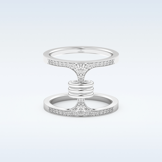 Multi Stones and Double Shank Style Wedding Band with 0.361 CT Round Cut Moissanite