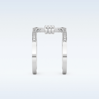 Multi Stones and Double Shank Style Wedding Band with 0.361 CT Round Cut Moissanite