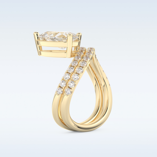 1.74 CT Pave and Curved Shank Engagement Ring Featuring Pear Moissanite
