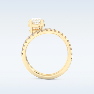 1.74 CT Pave and Curved Shank Engagement Ring Featuring Pear Moissanite