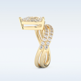 1.74 CT Pave and Curved Shank Engagement Ring Featuring Pear Moissanite