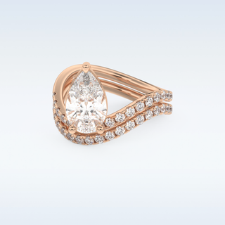 1.74 CT Pave and Curved Shank Engagement Ring Featuring Pear Moissanite