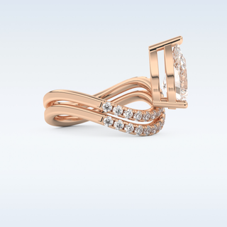 1.74 CT Pave and Curved Shank Engagement Ring Featuring Pear Moissanite