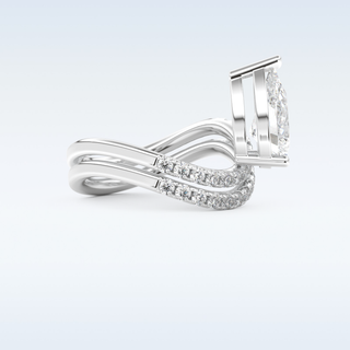 1.74 CT Pave and Curved Shank Engagement Ring Featuring Pear Moissanite