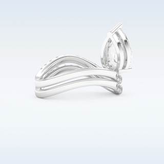 1.74 CT Pave and Curved Shank Engagement Ring Featuring Pear Moissanite