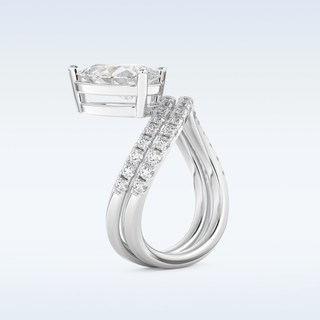 1.74 CT Pave and Curved Shank Engagement Ring Featuring Pear Moissanite