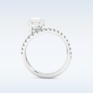 1.74 CT Pave and Curved Shank Engagement Ring Featuring Pear Moissanite