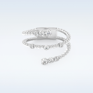 Spiral Style Wedding Band with 0.35 CT Round Cut Moissanite