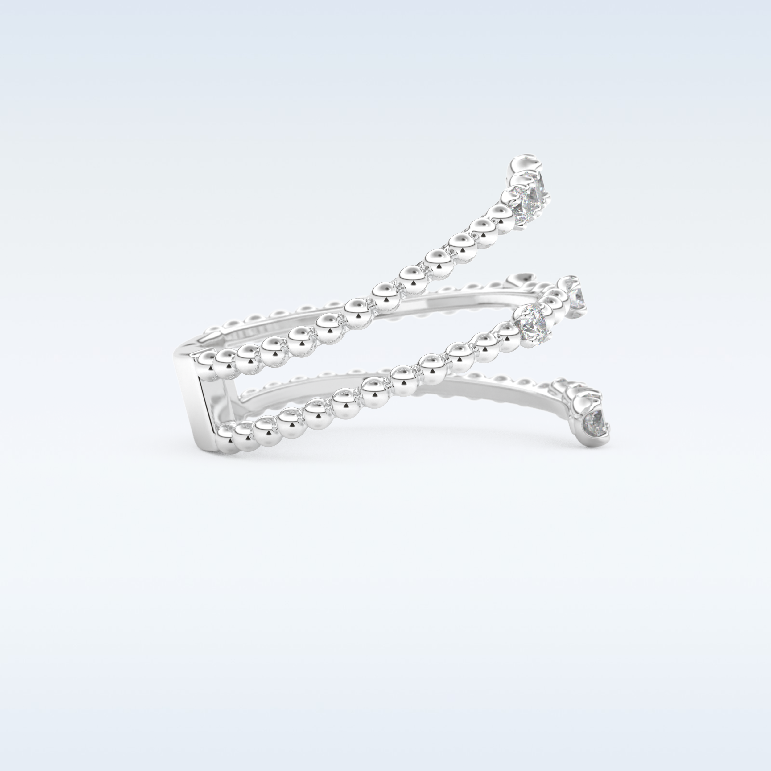 Spiral Style Wedding Band with 0.35 CT Round Cut Moissanite