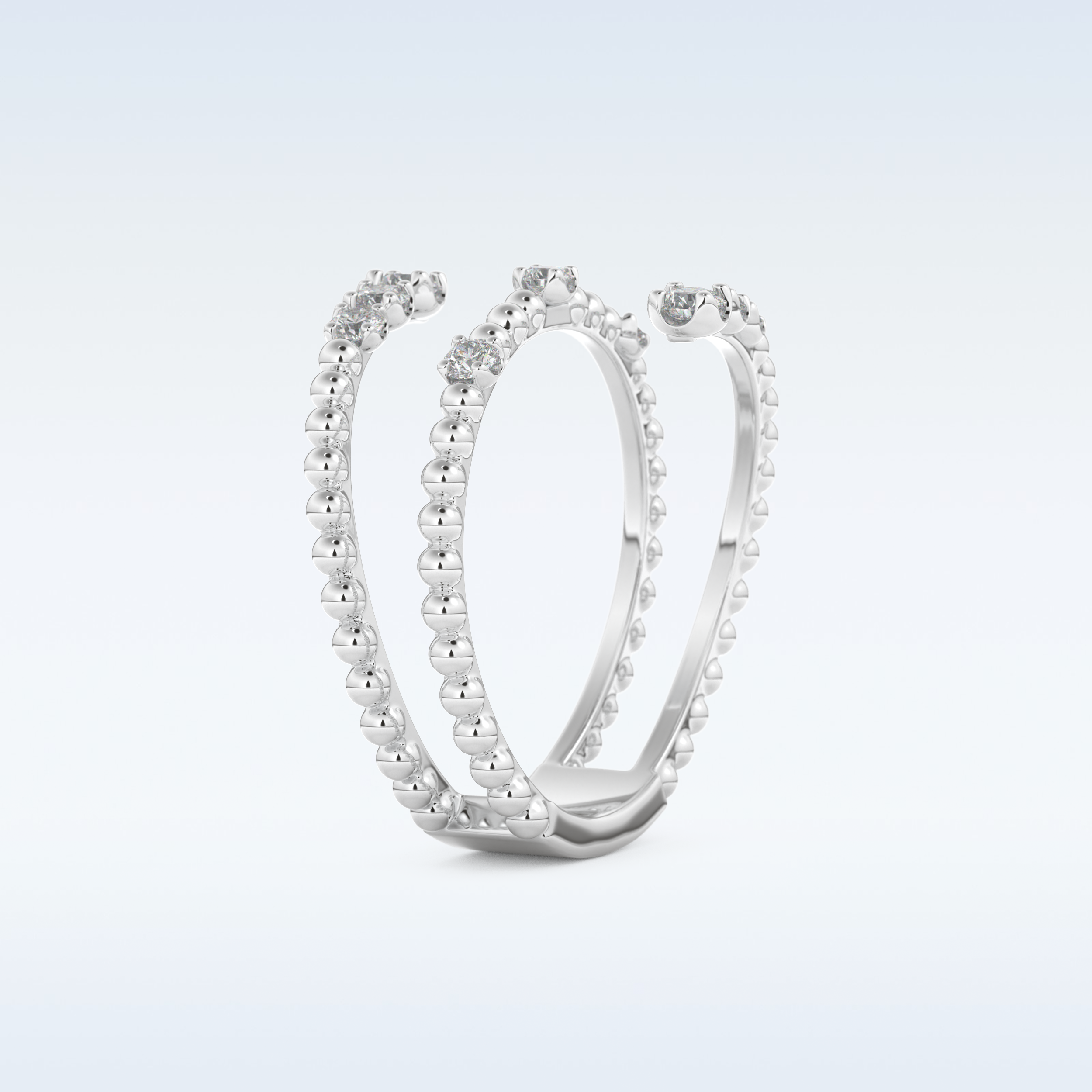 Spiral Style Wedding Band with 0.35 CT Round Cut Moissanite