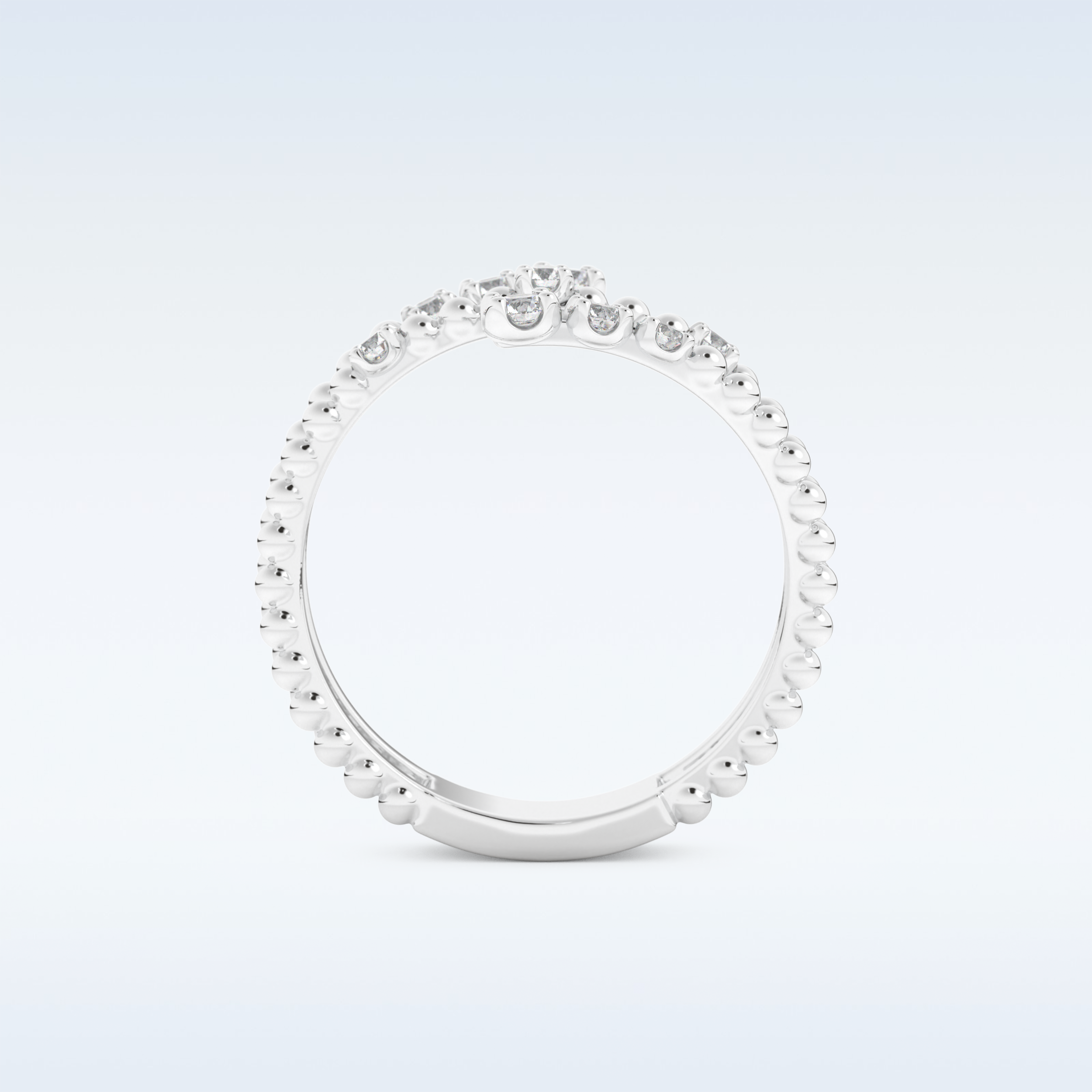 Spiral Style Wedding Band with 0.35 CT Round Cut Moissanite