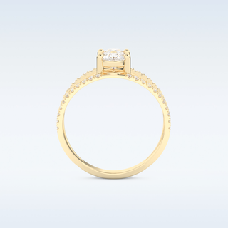 0.71 CT Two Stones and Pave Engagement Ring Featuring Pear Moissanite