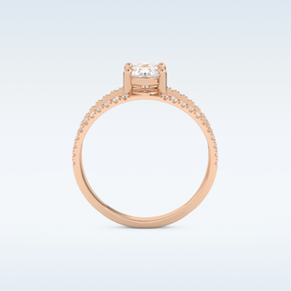 0.71 CT Two Stones and Pave Engagement Ring Featuring Pear Moissanite