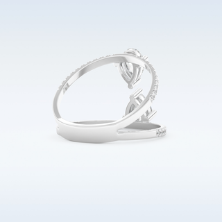 0.71 CT Two Stones and Pave Engagement Ring Featuring Pear Moissanite