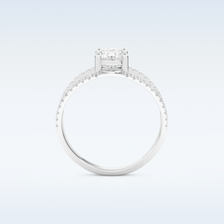 0.71 CT Two Stones and Pave Engagement Ring Featuring Pear Moissanite