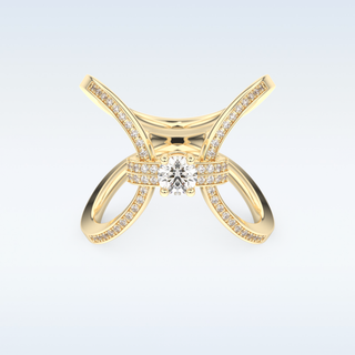 0.25 CT Double Curved Shank Engagement Ring Featuring Round Moissanite