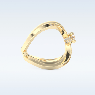 0.25 CT Double Curved Shank Engagement Ring Featuring Round Moissanite