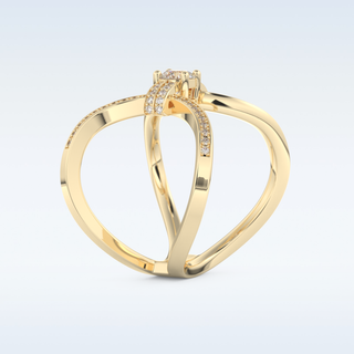 0.25 CT Double Curved Shank Engagement Ring Featuring Round Moissanite