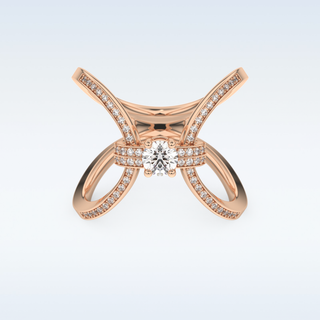 0.25 CT Double Curved Shank Engagement Ring Featuring Round Moissanite