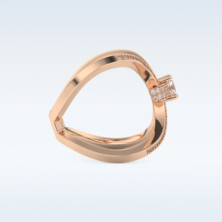 0.25 CT Double Curved Shank Engagement Ring Featuring Round Moissanite