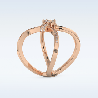 0.25 CT Double Curved Shank Engagement Ring Featuring Round Moissanite