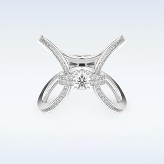 0.25 CT Double Curved Shank Engagement Ring Featuring Round Moissanite