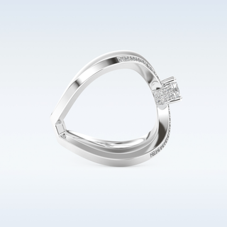0.25 CT Double Curved Shank Engagement Ring Featuring Round Moissanite