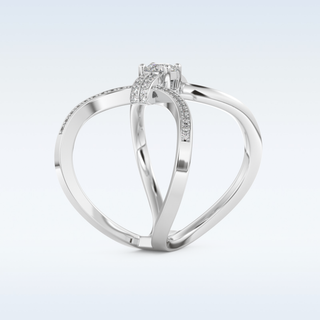 0.25 CT Double Curved Shank Engagement Ring Featuring Round Moissanite
