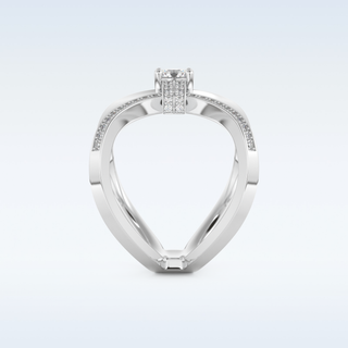 0.25 CT Double Curved Shank Engagement Ring Featuring Round Moissanite
