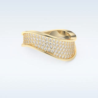 Multi Stones and Curved Design Wedding Band with 0.754 CT Round Cut Moissanite