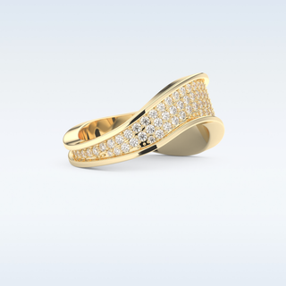 Multi Stones and Curved Design Wedding Band with 0.754 CT Round Cut Moissanite