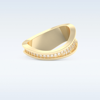 Multi Stones and Curved Design Wedding Band with 0.754 CT Round Cut Moissanite