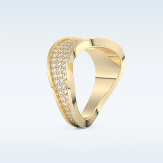 Multi Stones and Curved Design Wedding Band with 0.754 CT Round Cut Moissanite