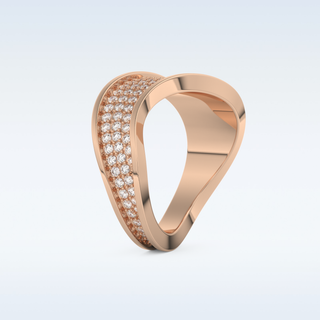 Multi Stones and Curved Design Wedding Band with 0.754 CT Round Cut Moissanite