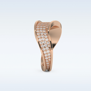 Multi Stones and Curved Design Wedding Band with 0.754 CT Round Cut Moissanite